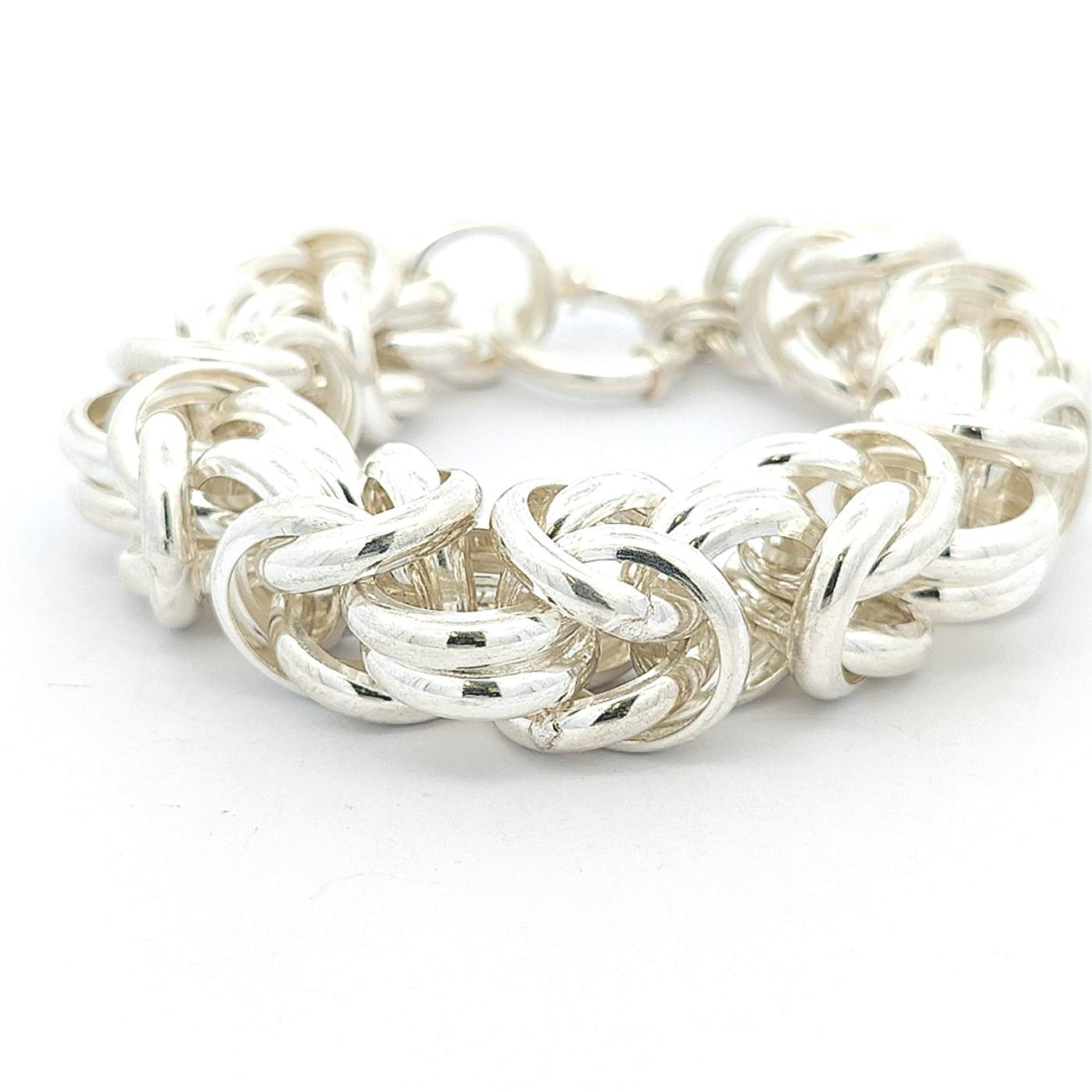 Chunky Sterling Silver Byzantine Bracelet - boothandbooth