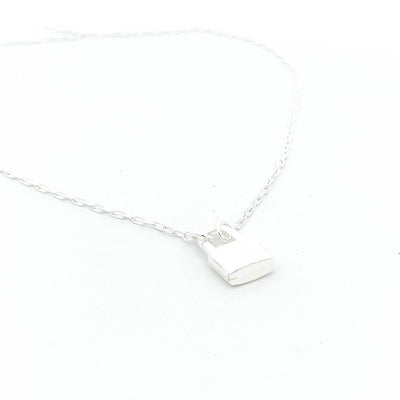 Sterling Silver Lock Pendant Chain 1MM - boothandbooth