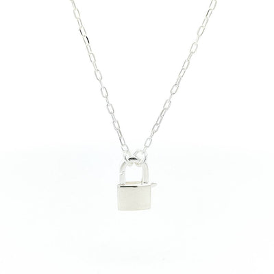 Sterling Silver Lock Pendant Chain 1MM - boothandbooth