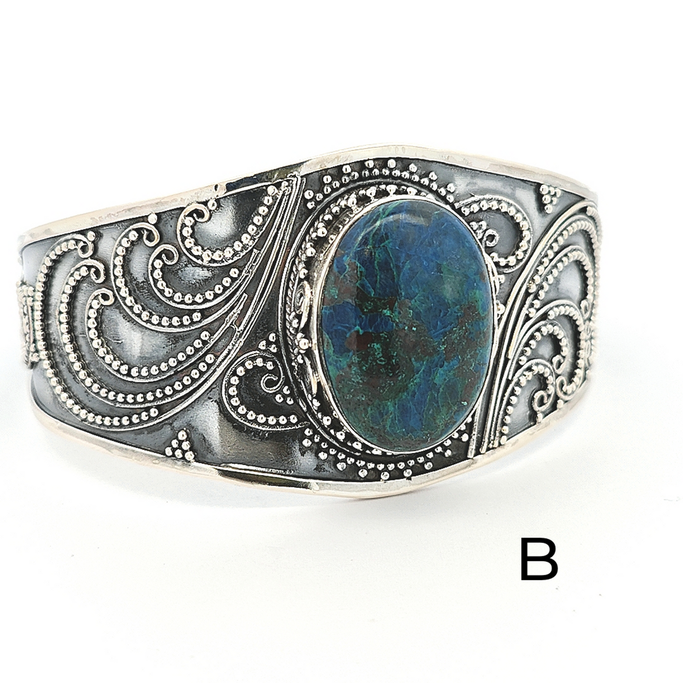 Sterling Silver Chrysocolla Cuff - Tatiana - boothandbooth