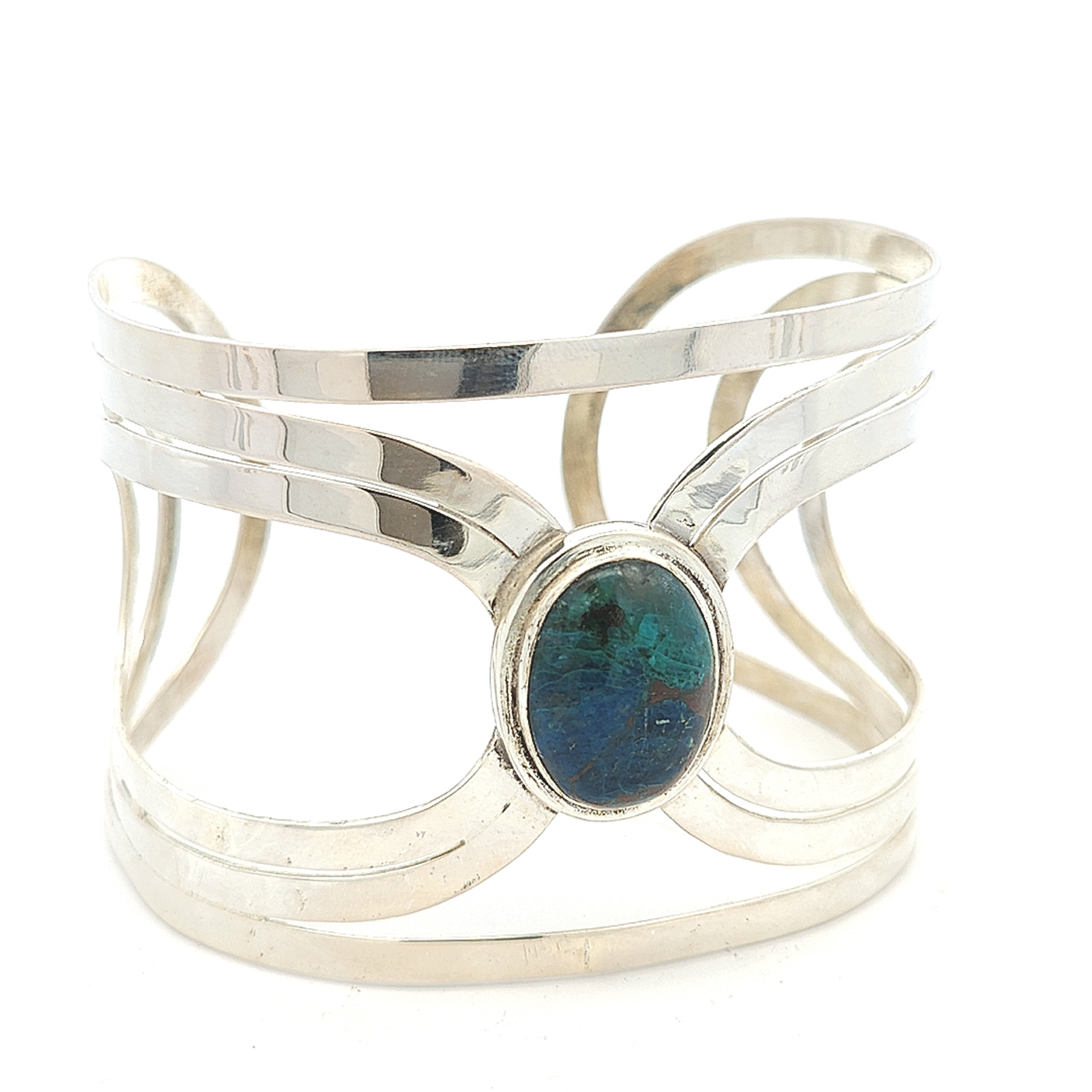 Sterling Silver Chrysocolla Cuff - Alexandra - boothandbooth