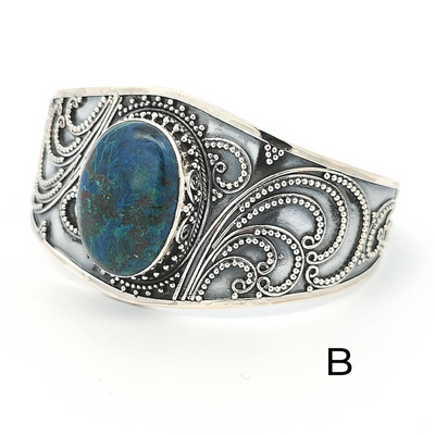 Sterling Silver Chrysocolla Cuff - Tatiana - boothandbooth