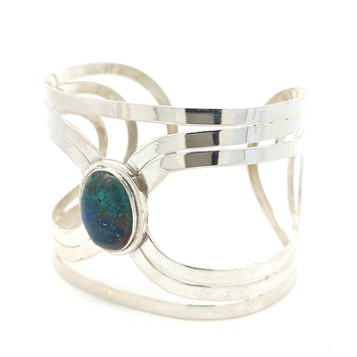 Sterling Silver Chrysocolla Cuff - Alexandra - boothandbooth