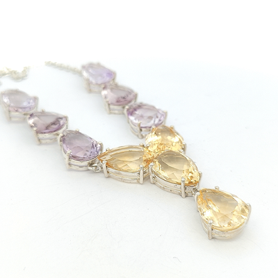 Amethyst and Citrine Necklace - Mercedes - boothandbooth