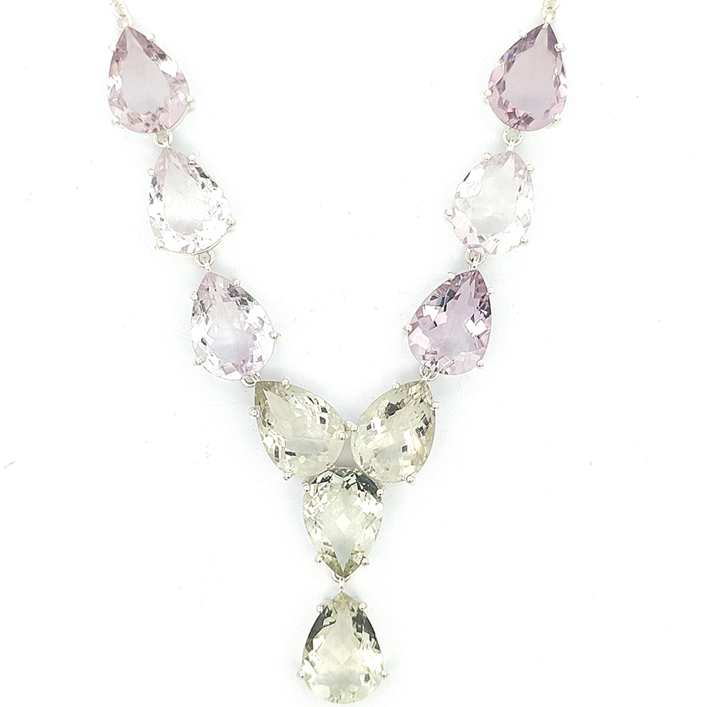 Green Amethyst & Amethyst Necklace - Mercedes - boothandbooth