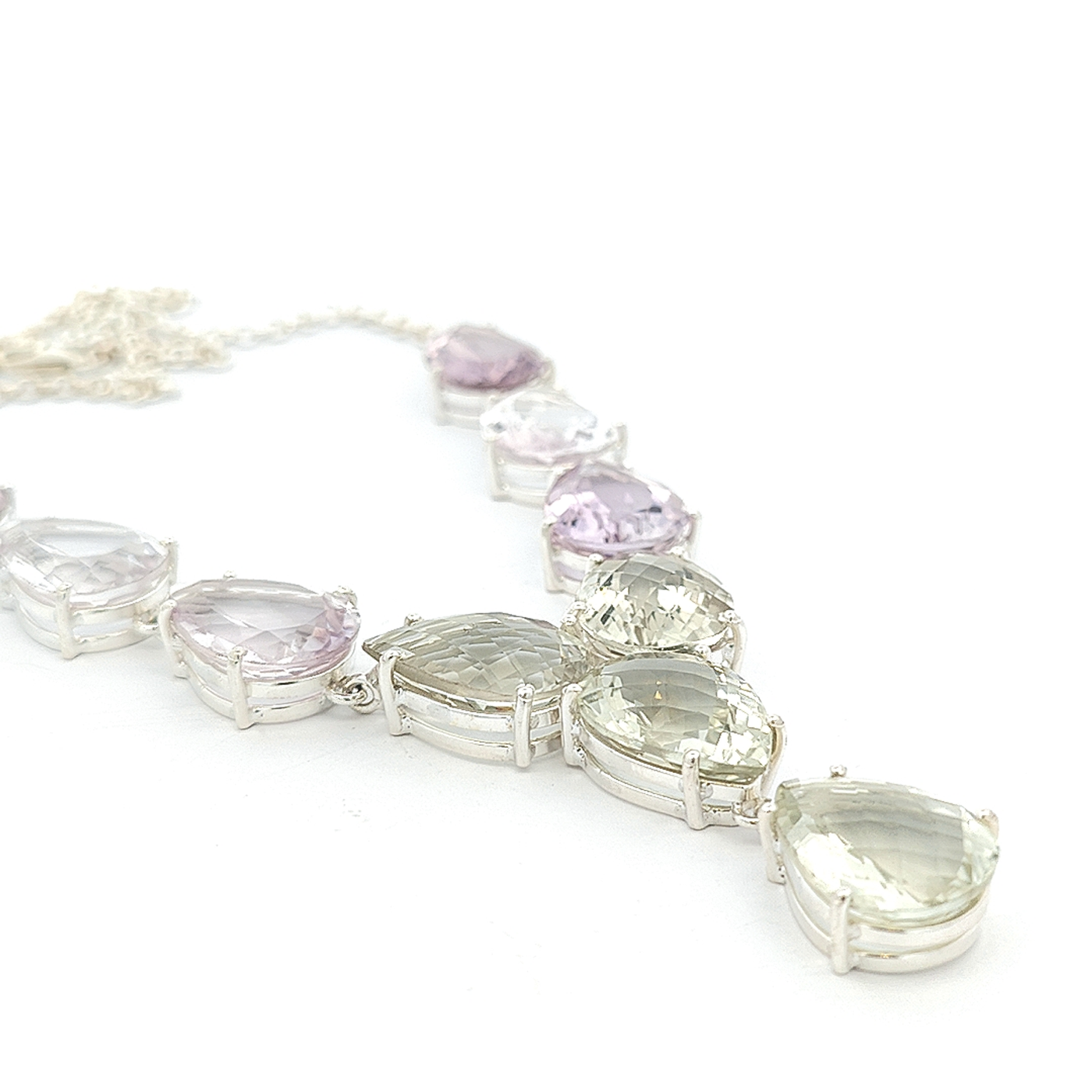 Green Amethyst & Amethyst Necklace - Mercedes - boothandbooth