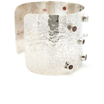Sterling Silver Cuff Bracelet with Garnets - boothandbooth