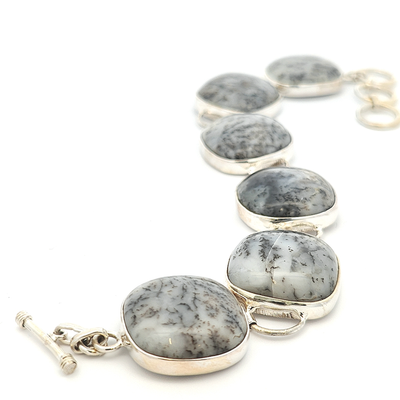 Dendritic Agate Silver Bracelet - Kirsten - boothandbooth