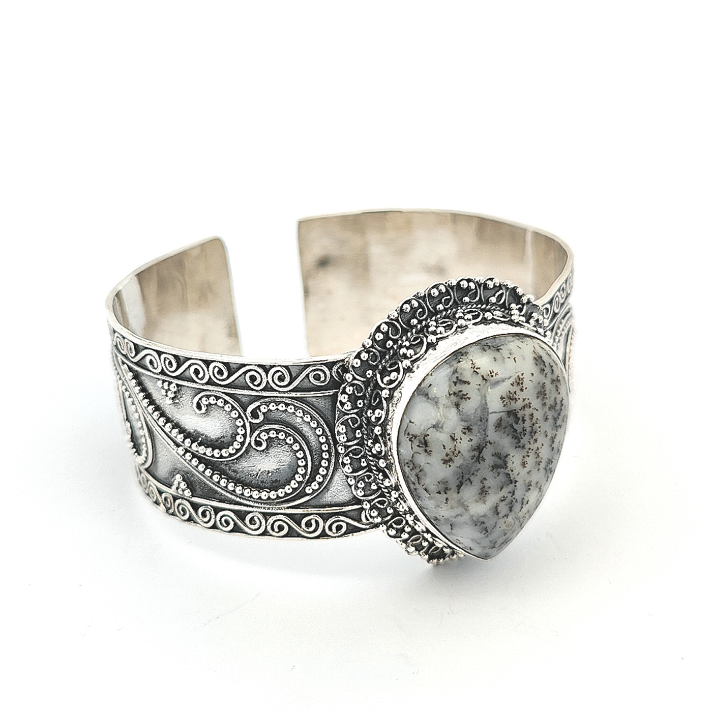 Sterling Silver and Dendritic Agate Bangle - Jacinta - boothandbooth