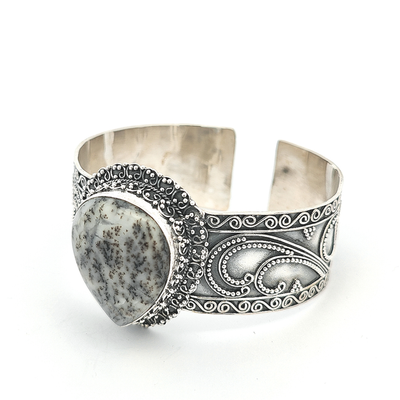 Sterling Silver and Dendritic Agate Bangle - Jacinta - boothandbooth