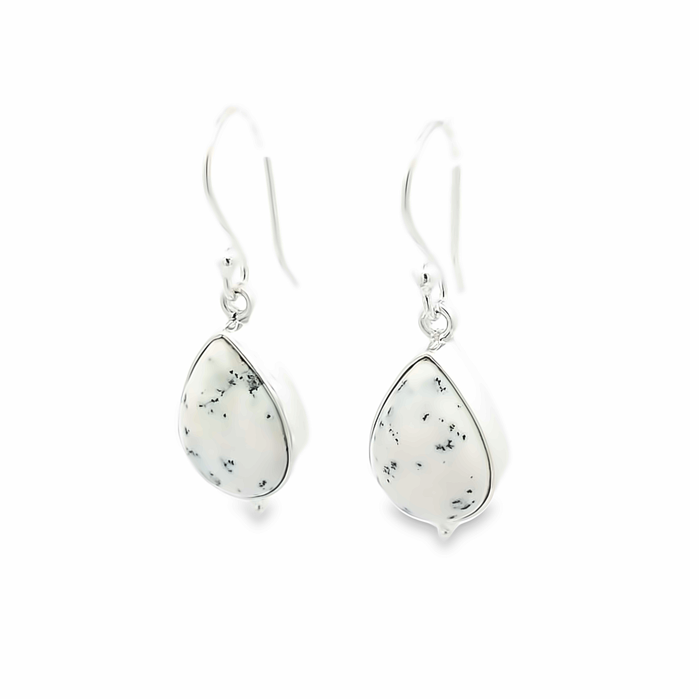 Dendritic Agate (Light) Tear Drop Earrings - Adelle - boothandbooth