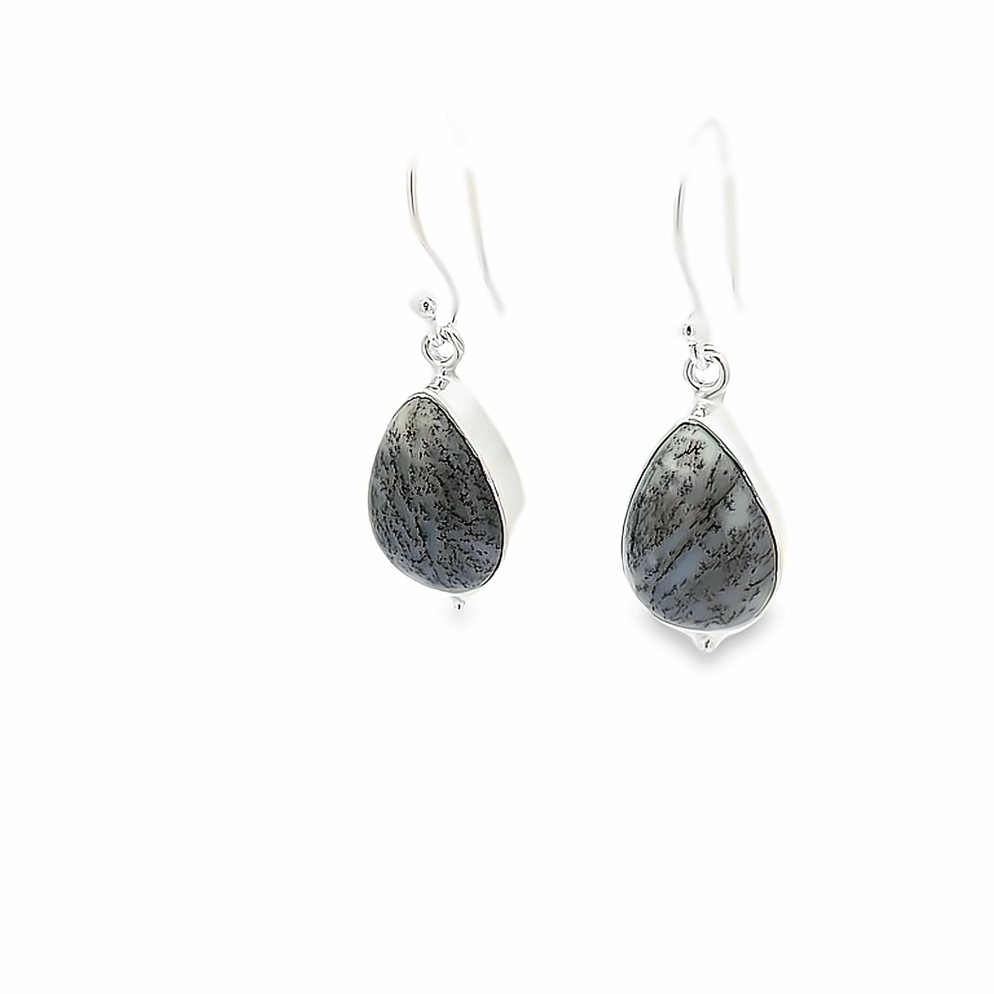 Dendritic Agate (Dark) Tear Drop Earrings - Adelle - boothandbooth