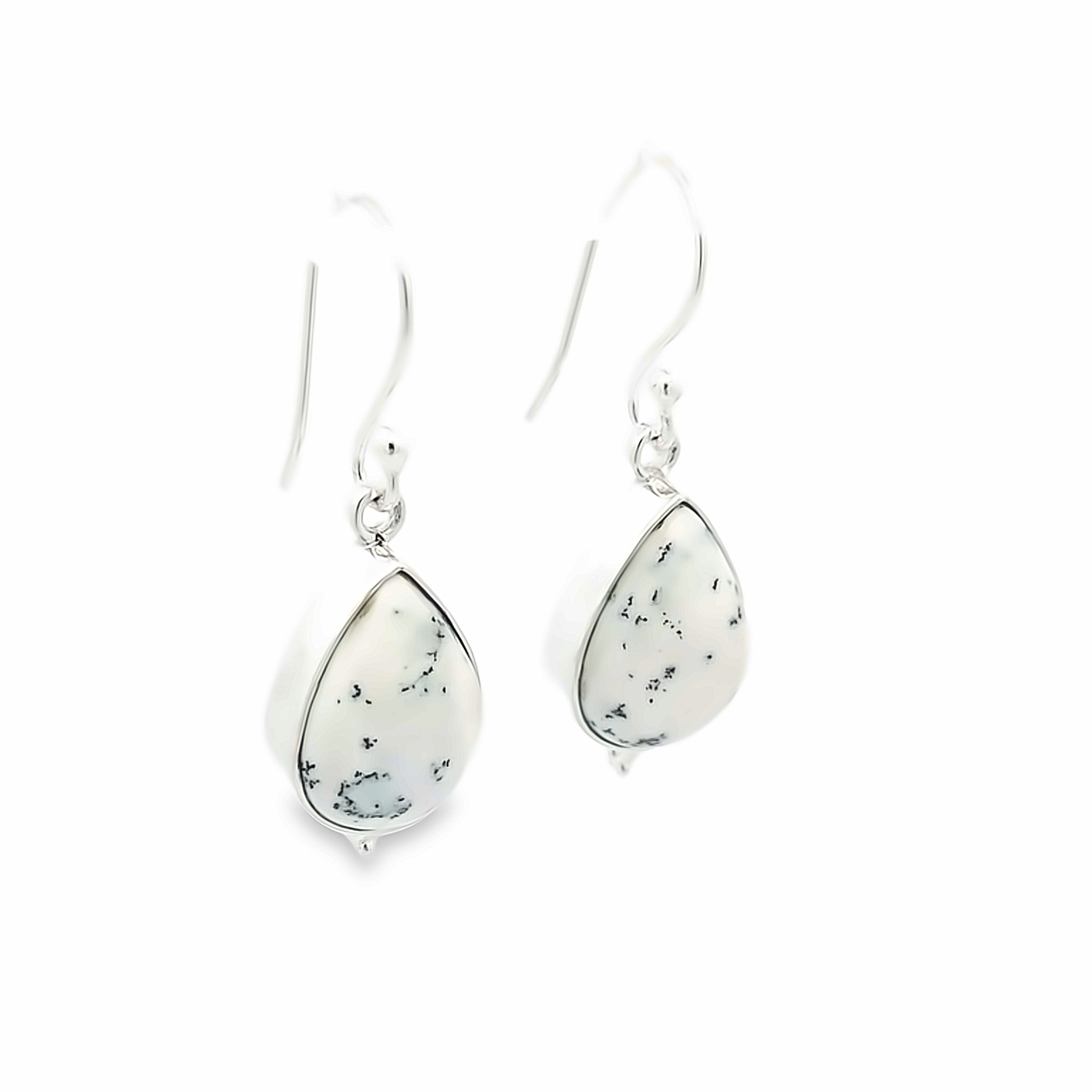 Dendritic Agate (Light) Tear Drop Earrings - Adelle - boothandbooth