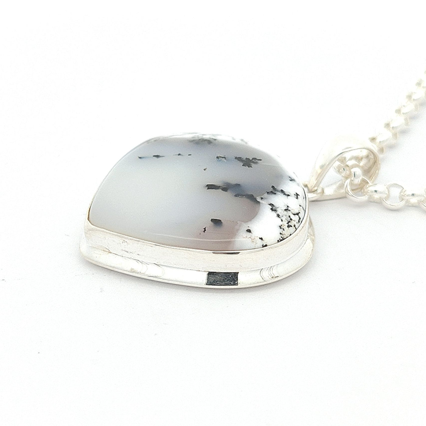 Dendritic Agate Pendant - Snow - boothandbooth
