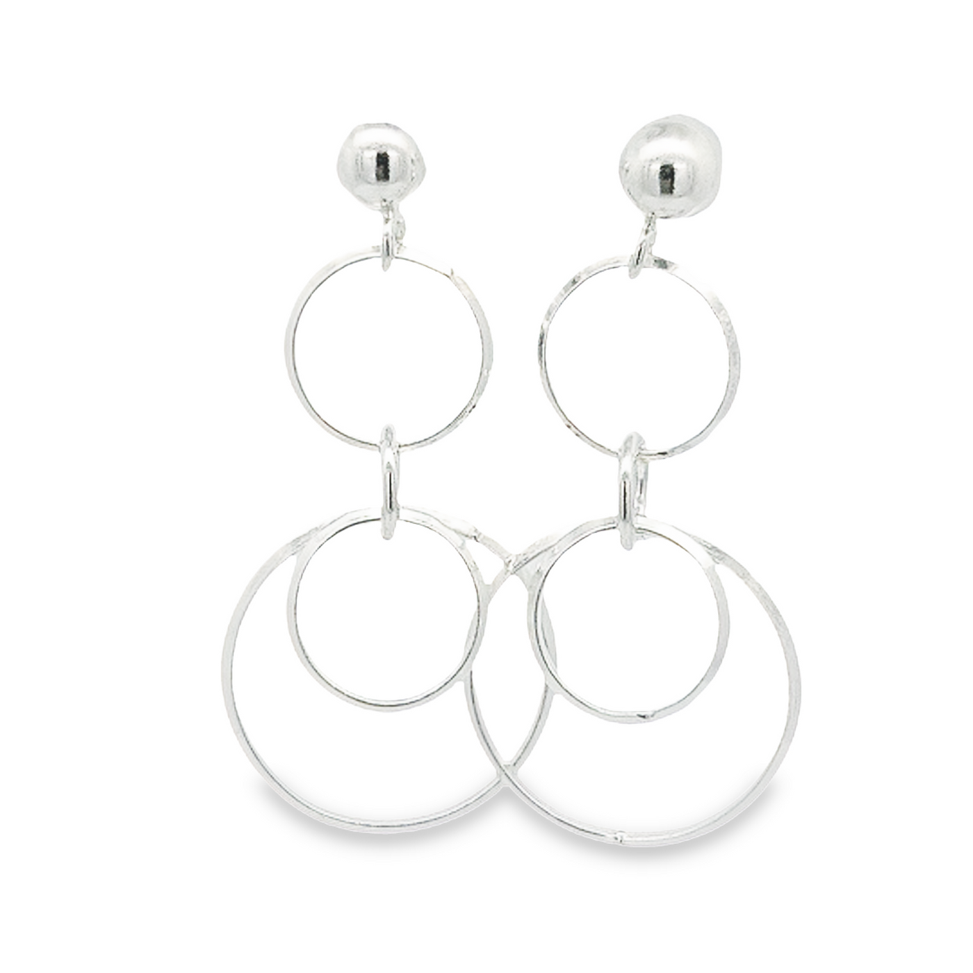 Sterling Silver Dangly Rings Earrings - Iria - boothandbooth