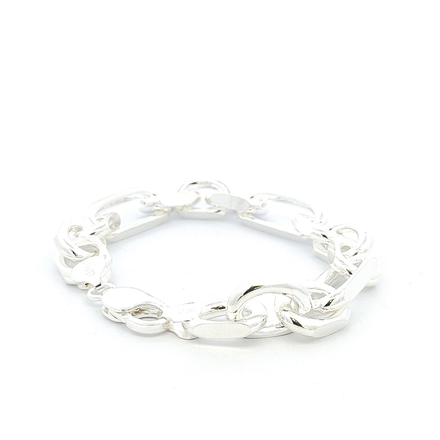 Sterling Silver Figaro Bracelet - Width 12mm - boothandbooth