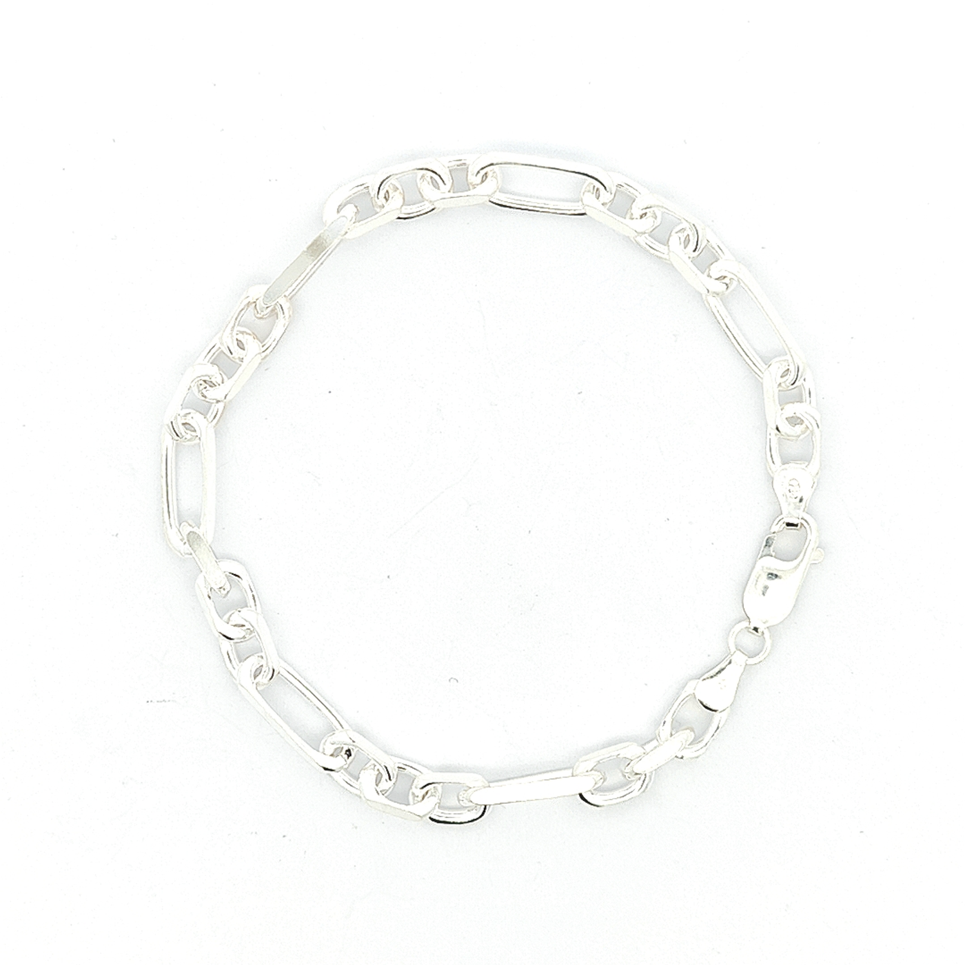 Sterling Silver Figaro Bracelet, Width 7mm - boothandbooth