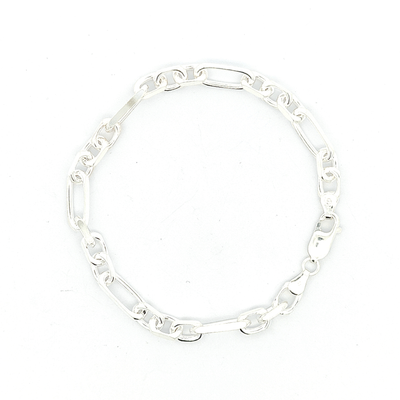 Sterling Silver Figaro Bracelet, Width 7mm - boothandbooth