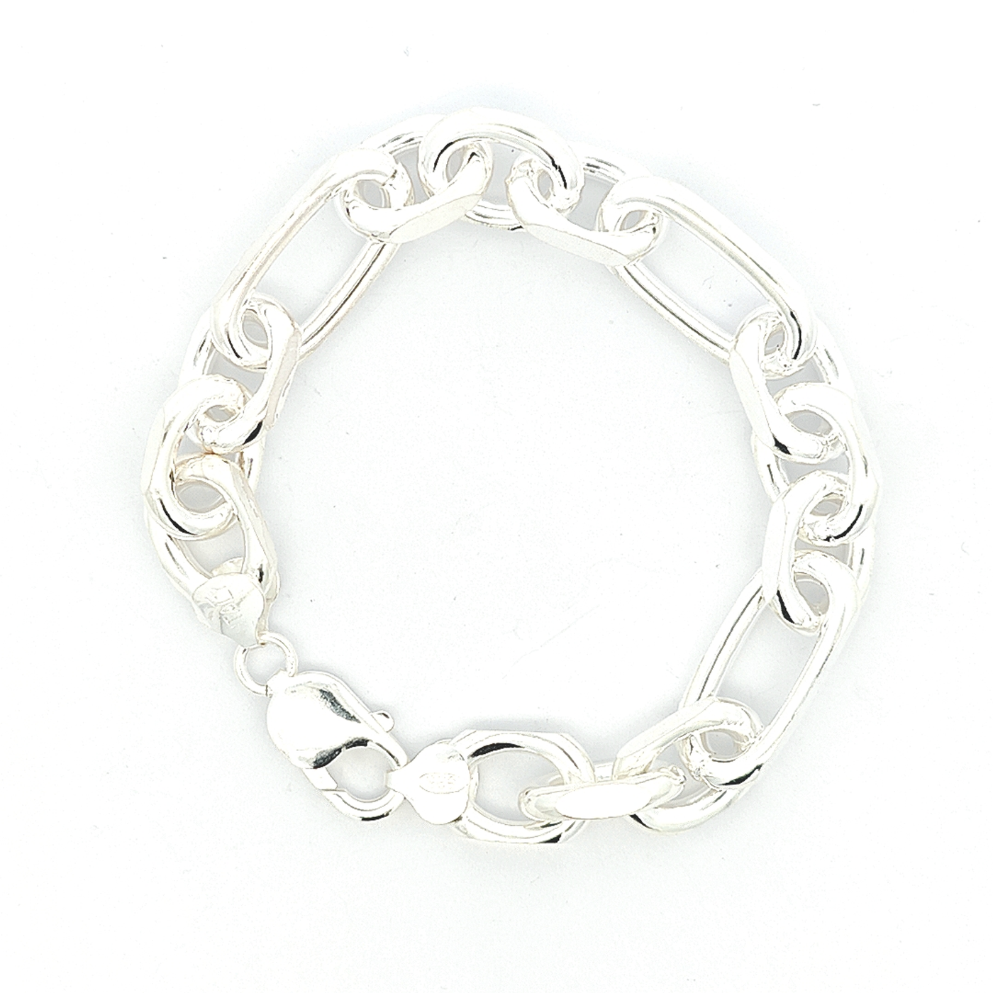 Sterling Silver Figaro Bracelet - Width 12mm - boothandbooth