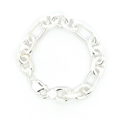 Sterling Silver Figaro Bracelet - Width 12mm - boothandbooth