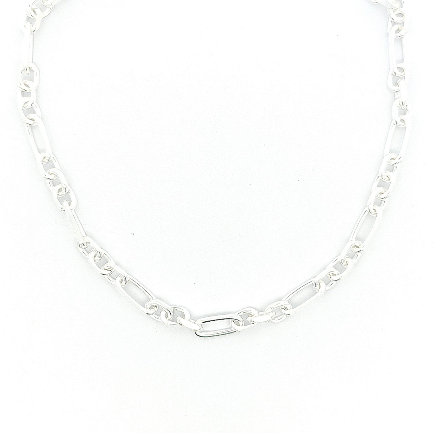 Sterling Silver Figaro Chain, Width 7mm - boothandbooth