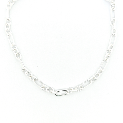 Sterling Silver Figaro Chain, Width 7mm - boothandbooth