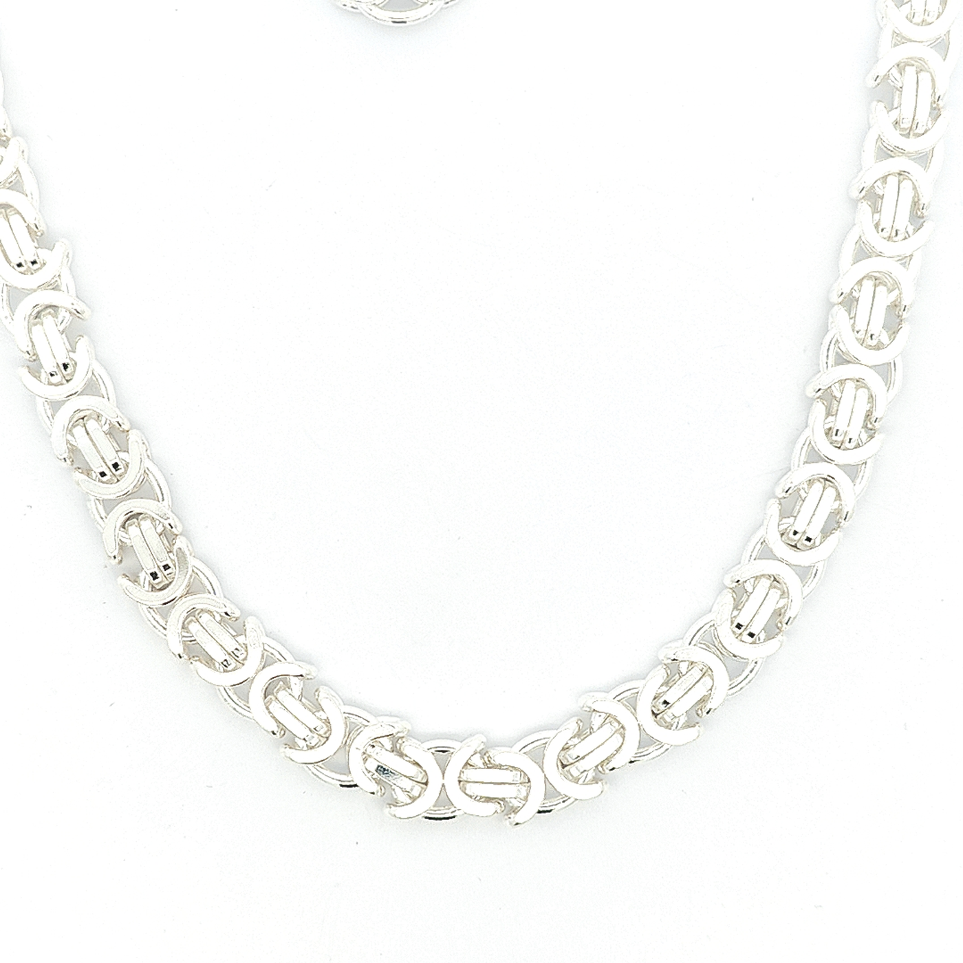 Flat Solid Silver Byzantine Chain, Width 10mm - boothandbooth