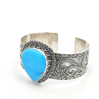 Sterling Silver Turquoise Cuff Bangle - Jacinta - boothandbooth