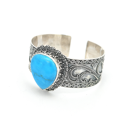 Sterling Silver Turquoise Cuff Bangle - Jacinta - boothandbooth