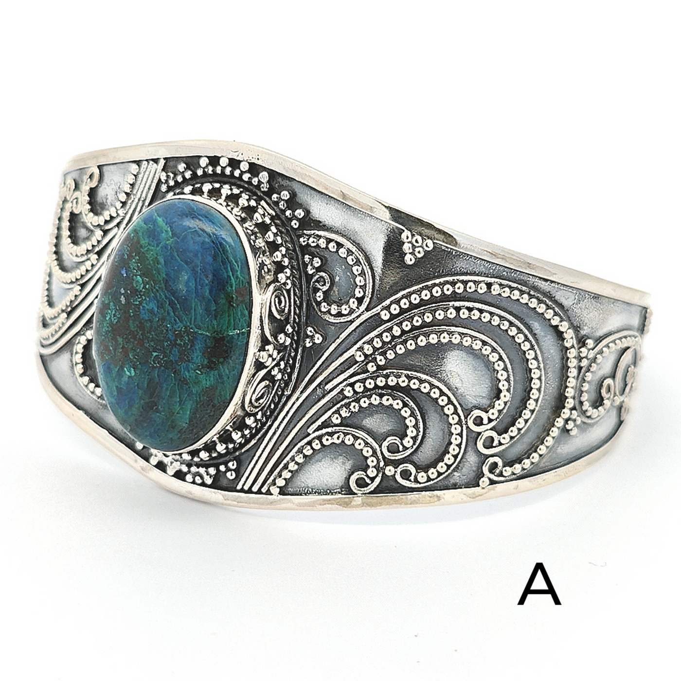 Sterling Silver Chrysocolla Cuff - Tatiana - boothandbooth