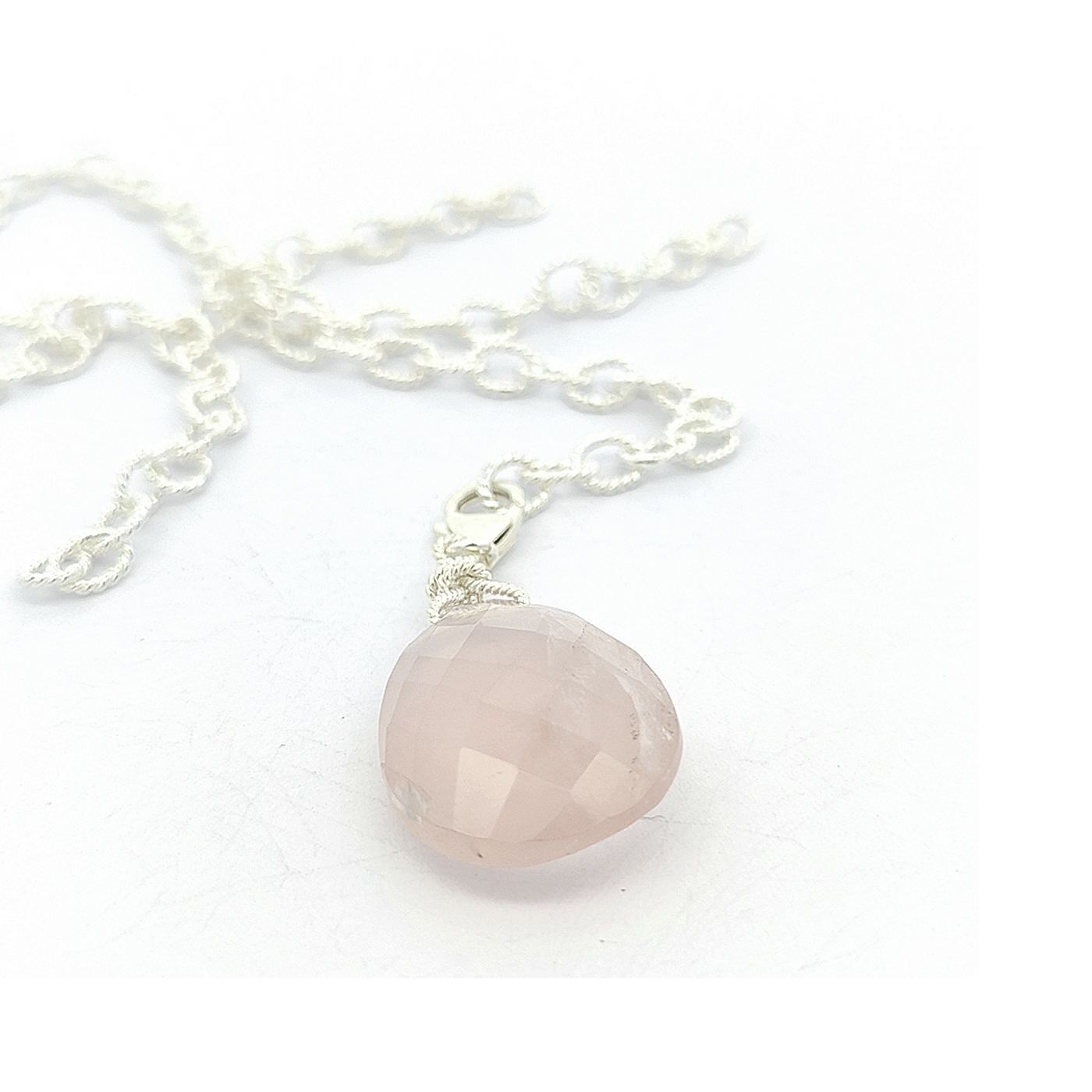 Rose Quartz Pendant Necklace - Kiki - boothandbooth