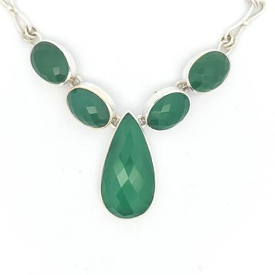 Faceted Green Onyx Necklace - Bella - boothandbooth