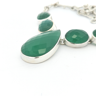 Faceted Green Onyx Necklace - Bella - boothandbooth