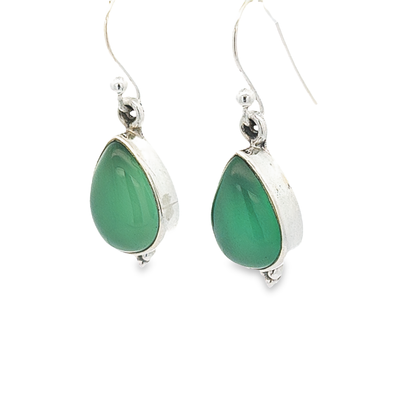 Green Onyx Tear Drop Earrings - Adelle - boothandbooth