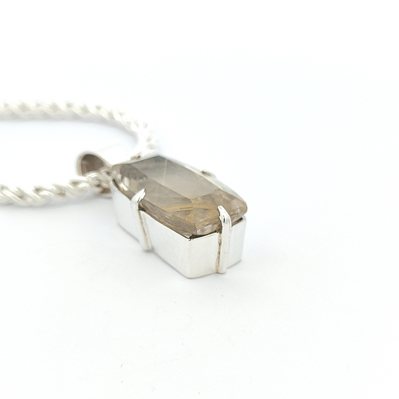 Gold Rutilated Quartz Pendant - Anna - boothandbooth