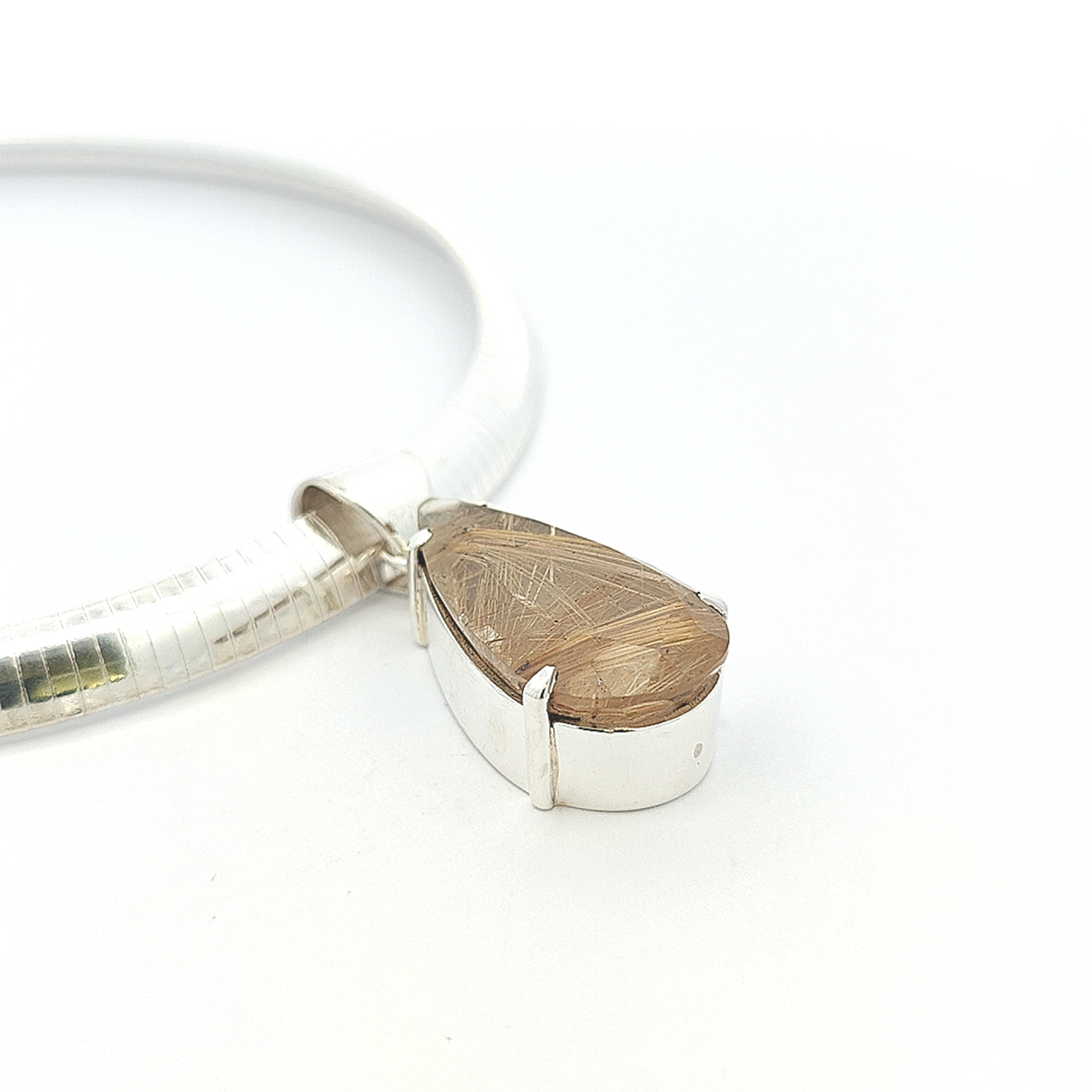 Gold Rutilated Quartz Pendant - Jocelyn - boothandbooth