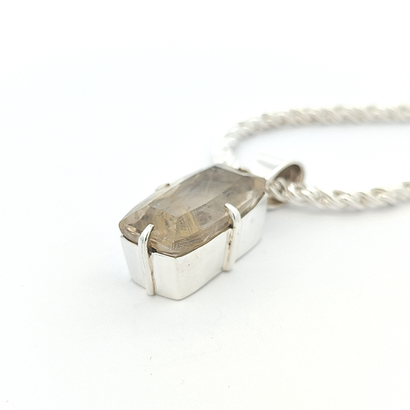 Gold Rutilated Quartz Pendant - Anna - boothandbooth