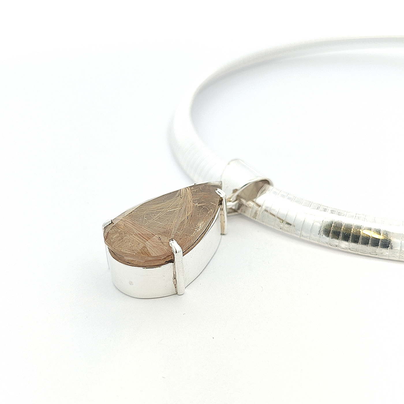 Gold Rutilated Quartz Pendant - Jocelyn - boothandbooth