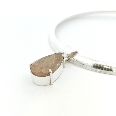 Gold Rutilated Quartz Pendant - Jocelyn - boothandbooth