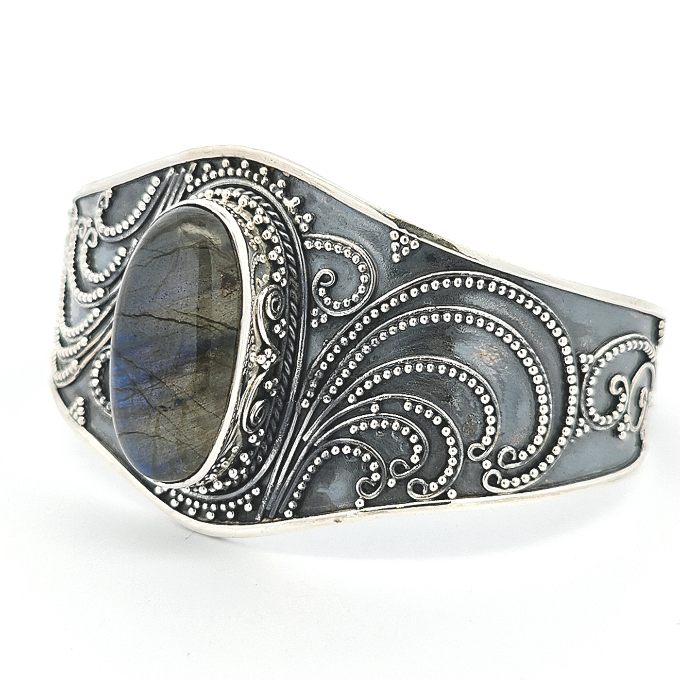 Sterling Silver Labradorite Bangle - Tatiana - boothandbooth