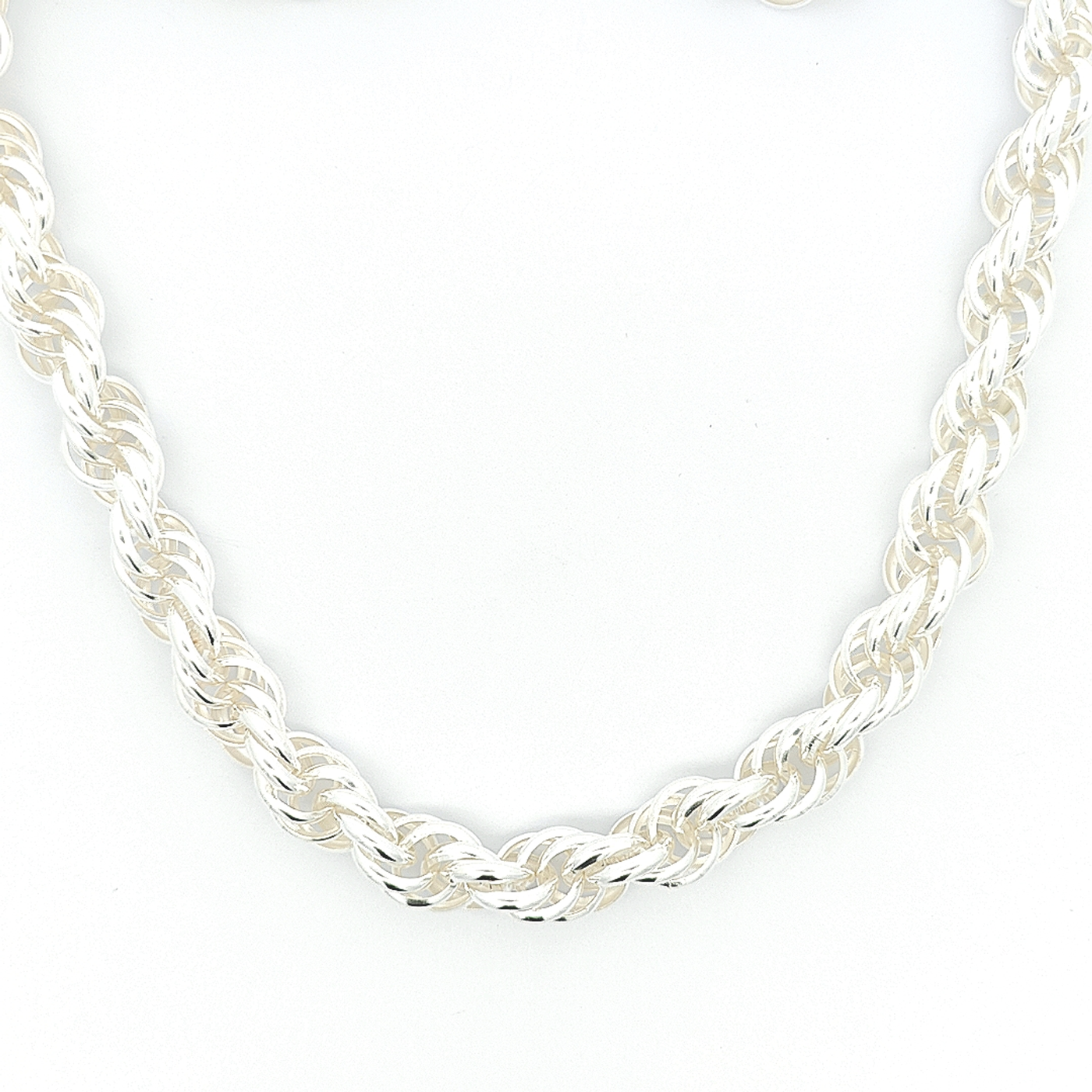 Sterling Silver Links Necklace- Width 11mm - boothandbooth