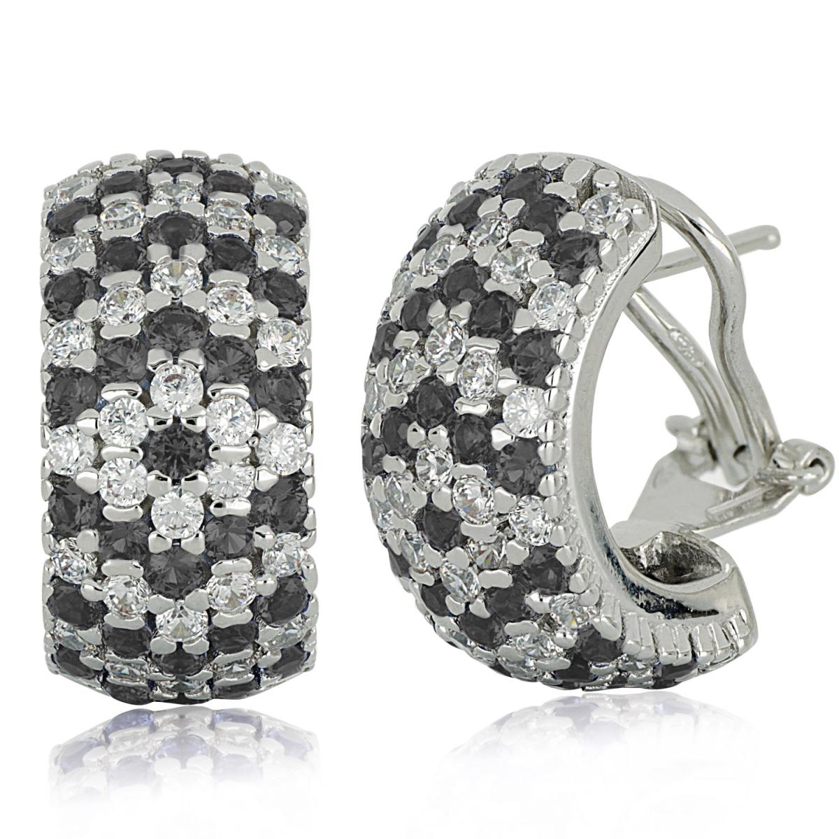 Earrings in rhodium-plated 925 silver with pave of white and coloured zircons - boothandbooth