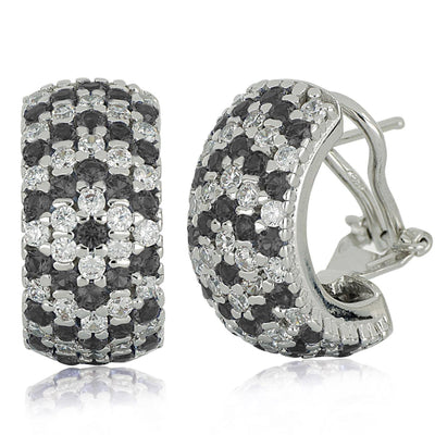 Earrings in rhodium-plated 925 silver with pave of white and coloured zircons - boothandbooth