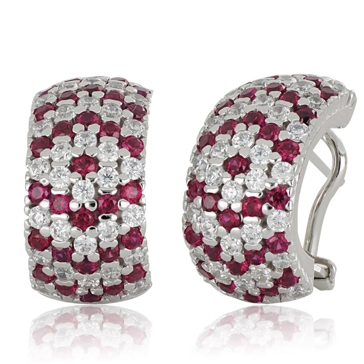 Earrings in rhodium-plated 925 silver with pave of white and coloured zircons - boothandbooth