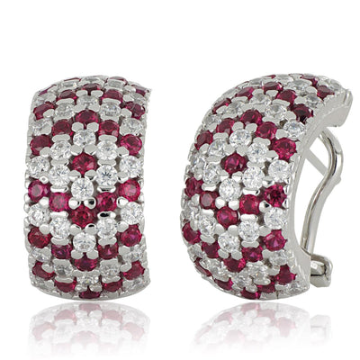 Earrings in rhodium-plated 925 silver with pave of white and coloured zircons - boothandbooth