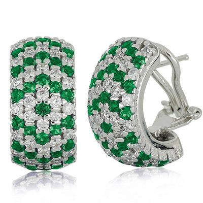 Earrings in rhodium-plated 925 silver with pave of white and coloured zircons - boothandbooth