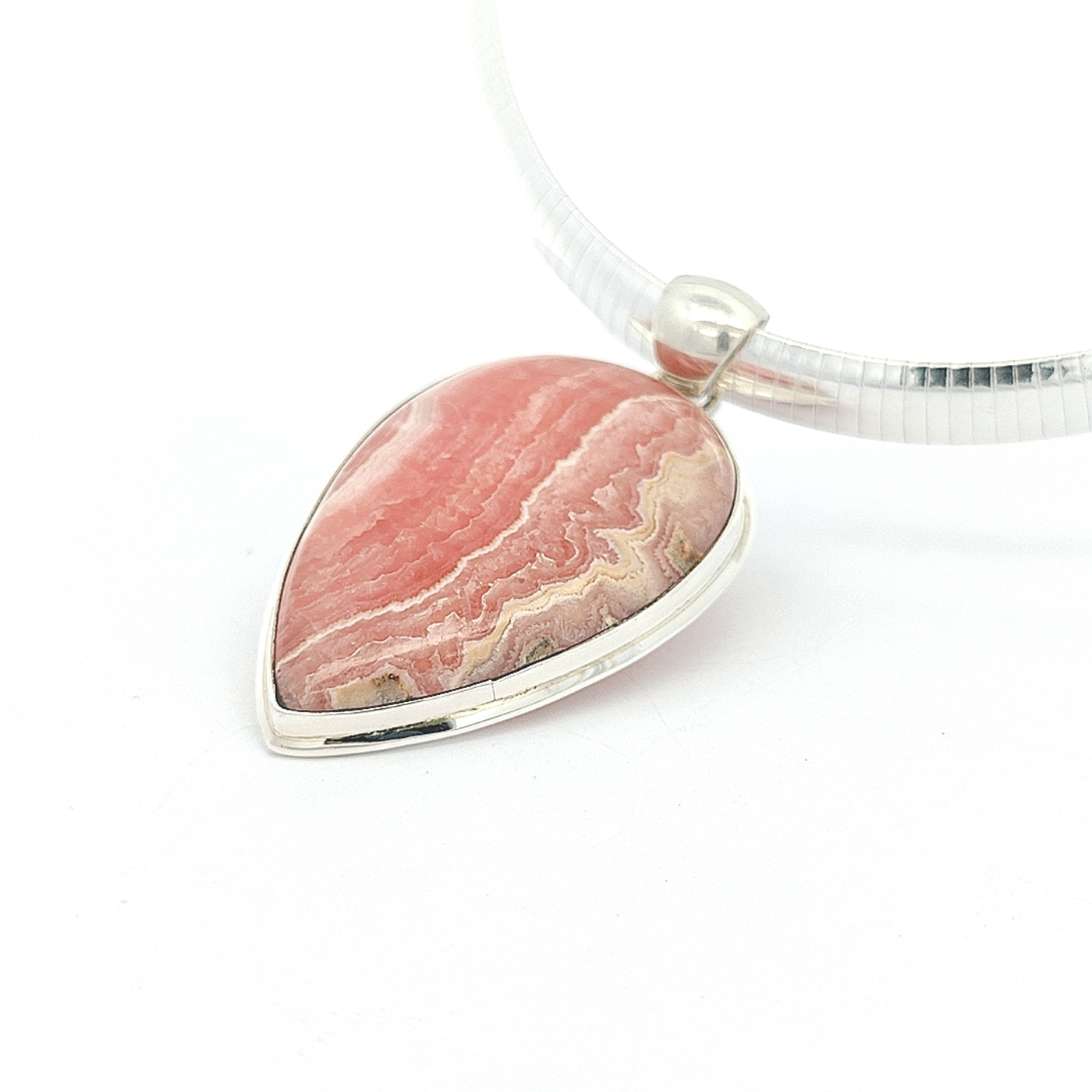 Large Rhodochrosite Pendant - Delfina - boothandbooth