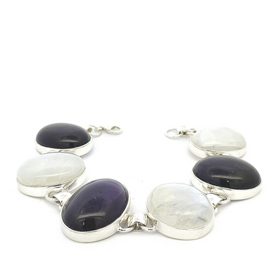 Rainbow Moonstone and Amethyst Bracelet - Florence - boothandbooth