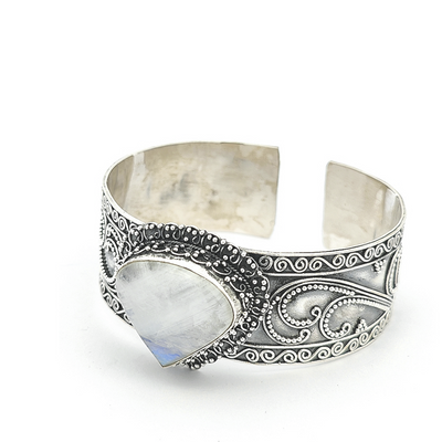 Moonstone and Sterling Silver Bangle - Jacinta - boothandbooth