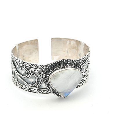 Moonstone and Sterling Silver Bangle - Jacinta - boothandbooth